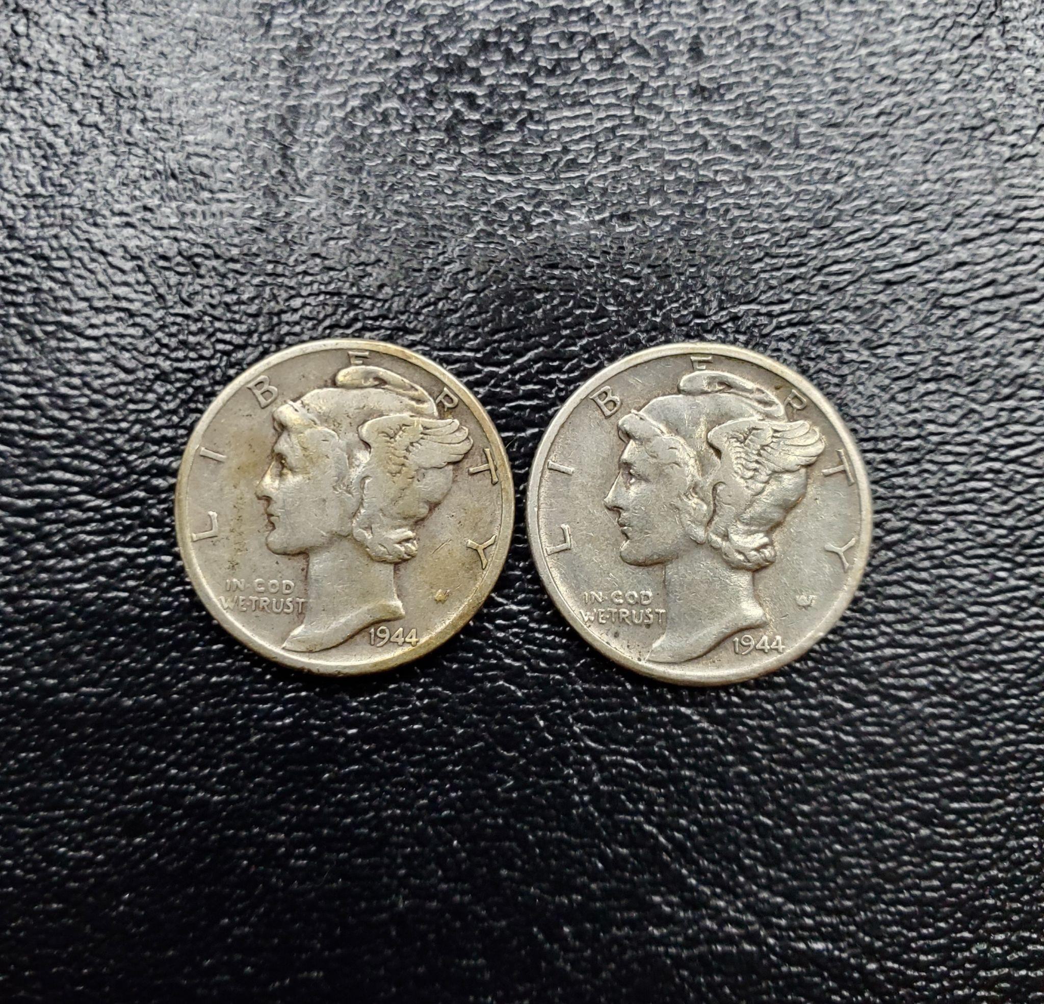 Silver Mercury Dimes 1944 D & P