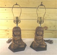 Vintage Cheerleader Lamps, Pair