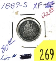 1889-S Seated Liberty dime