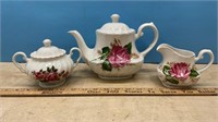 Ridgway Ironstone "Alicia" Teapot, Cream & Sugar