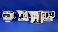 4 BLACK AND WHITE WHISKY JUGS