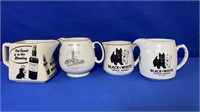 4 BLACK AND WHITE WHISKY JUGS INCLUDES