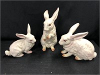 (3) Lefton Rabbit Figurines