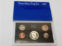 OF) 1969 us proof set with silver half dollar