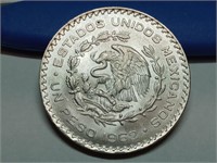 OF) UNC 1962 Mexico silver peso