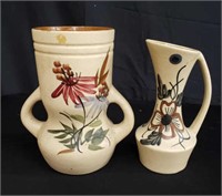Hand decorated Kernat pitcher and vase