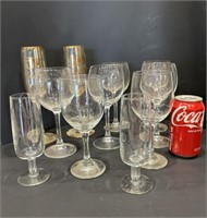 11 Assorted Glass Wine Glasses