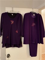 Ladies ready to wear purple top, pant and skirt