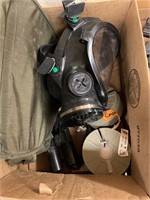 Box of gas, mask, cartridges, and miscellaneous