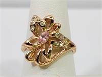 Crystal Ring Goldtone Size 8 New