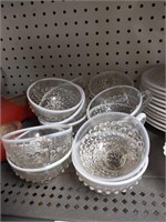 13 Hobnail Moonstone Tea Cups