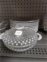 Moonstone  Hobnail Covered Dish