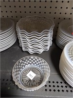 11 Moonstone Hobnail Berry Bowls & 1 Bowl