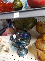 1 Carnival Glass Compote & Green Compote