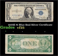 1935E $1 Blue Seal Silver Certificate Grades vf+