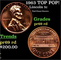 Proof 1963 Lincoln Cent TOP POP! 1c Graded pr69 rd