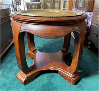 Wood Living Room Table with Brass Top