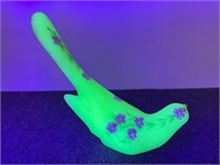 Authentic Fenton Signed UV Glowing Glass Bird
