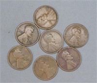 (7) 1919-S Wheat Pennies. Note: (1) Poor, (2)