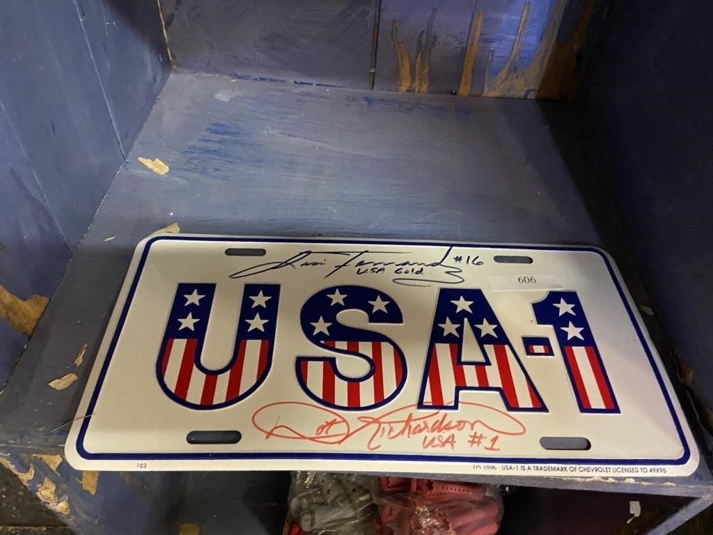 USA-1 signed license plate