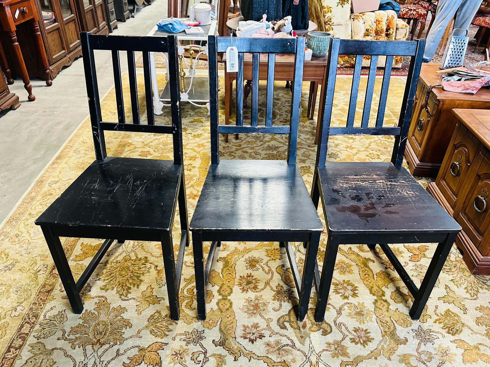 (3) Painted Wooden Chairs