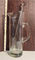 Tall Glass Martini Pitcher with glass stirrer
