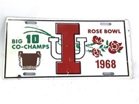 Authentic 1968 IU Rose Bowl License Plate