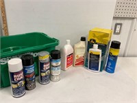 Oils. JD cleaners. Paints. Mostly full
