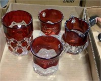 4 pieces Ruby Flash glasssware