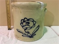 2 GALLON C.W. BRAUN CROCK WITH BLUE FLOWER