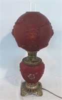 Fenton Ruby Lion Gone with the Wind Table Lamp