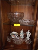 2 Shelf Contents-Large Crystal Bowl-7 Pcs Fostoria