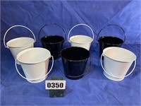 Black/White Small Buckets, Qty:7, 3.75"T