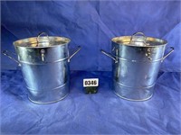 Metal Ice Buckets w/Lids, 8.25"T