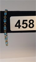 10K 7" Bracelet w / blue stones