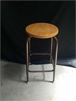 Vintage metal and wooden bar stool 25 in from