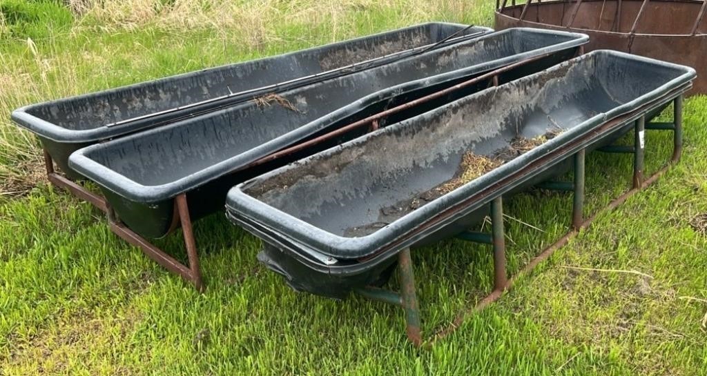 3 Livestock Feed Troughs. May require repairs.