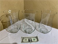 3 Glass Candle Vases