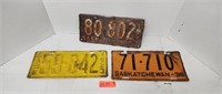 Vintage 1923, 1931, and 1936 License Plates