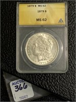 Graded 1879 Morgan Silver Dollar MS-62