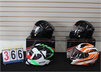 FOUR(4) ZOX HELMETS ASSORTED SIZES