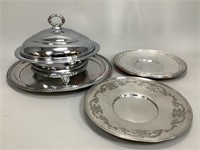 Silverplate Serving Trays and Covered Bowl