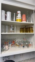 Glasses and contents of cabinet