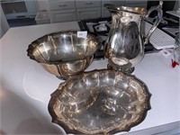 SILVERPLATE BOWLS AND PITCHER AS IS