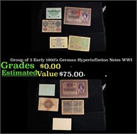 Group of 5 Early 1900's German Hyperinflation Note