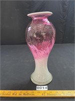 Cranberry & White Art Glass Vase