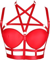 (U) BBOHSS Women's Body Harness Punk Bra Pentagram