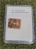 1841 GREAT BRITAIN PENNY RED POSTAGE STAMP,