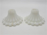 1950s White Milk Glass Taper Candle Holders