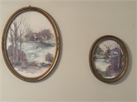 2 Gold framed Oval, pictures and mirror in Master